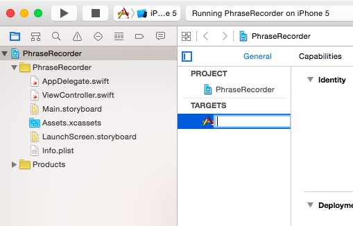 First item selected in first panel, target in second